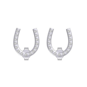 Horseshoe with Gems Silver Post Earrings TER1967 - Jewelry